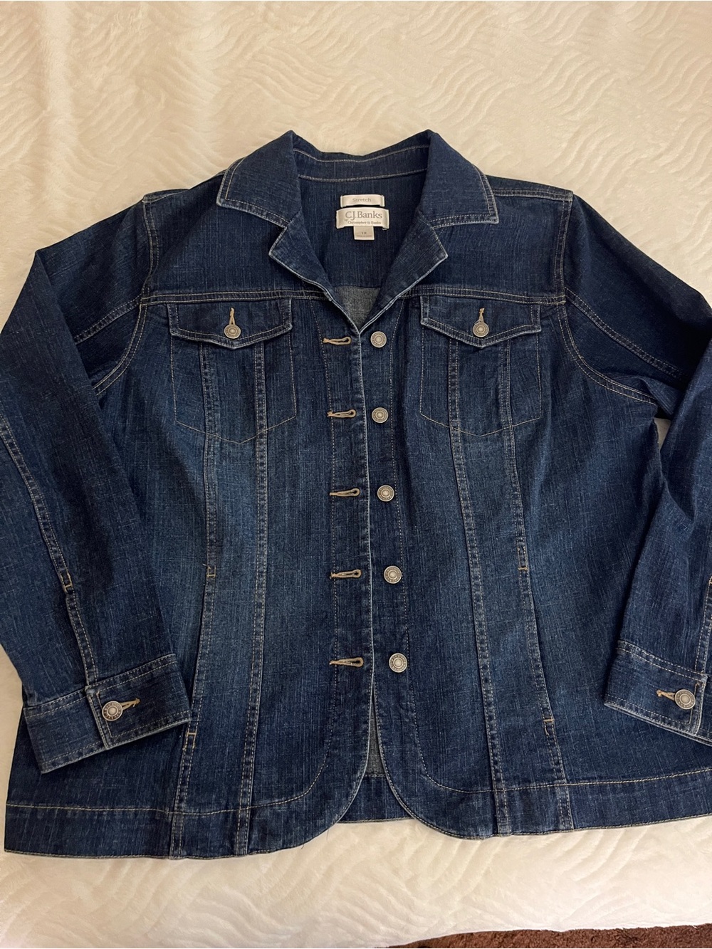 CJ Banks Dark Indigo Denim Jacket size 1X New Never Worn